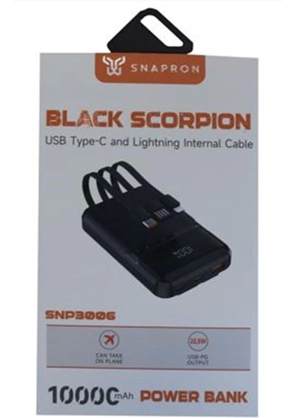 Snapmax SNP-3006 10.000 Mah Hızlı Şarj LED Göstergeli 3in1 Dahili Kablolu Powerbank fiyatları