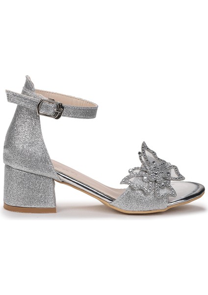 Zete Kum Simli Kız Çocuk 4 cm Topuklu Sandalet Abiye Ayakkabı modelleri