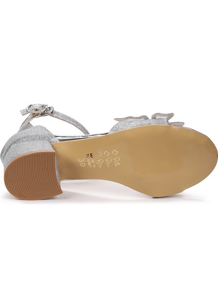 Zete Kum Simli Kız Çocuk 4 cm Topuklu Sandalet Abiye Ayakkabı indirimleri