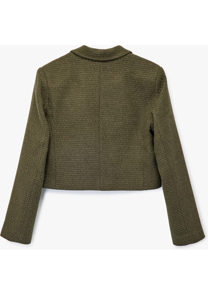 Uzun Kollu Kruvaze Tüvit Crop Blazer Ceket fiyatları