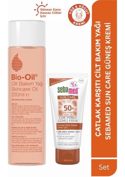 Cilt Bakım Yağı 200 ml & Sun Care Spf 50+ Güneş Kremi 50 ml