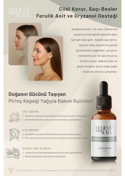 Pirinç Kepeği Yağı - %100 Saf ve Doğal Yatıştırıcı ve Dengeleyici Cilt ve Saç Bakım Yağı - 10 ml fırsatları