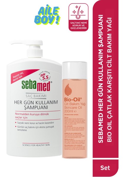 Çatlak Karşıtı & Leke Karşıtı Nemlendirici Cilt Bakım Yağı 200 ml & Sebamed Günlük Saç Bakım Şampuanı 1000ML