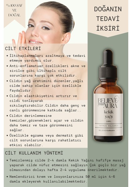 Kekik Yağı - %100 Saf ve Doğal Cilt ve Saç Bakım Yağı - Thyme Oil - 10 ml modelleri