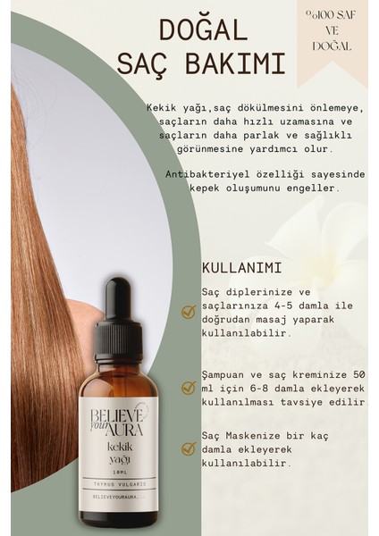 Kekik Yağı - %100 Saf ve Doğal Cilt ve Saç Bakım Yağı - Thyme Oil - 10 ml fırsatları