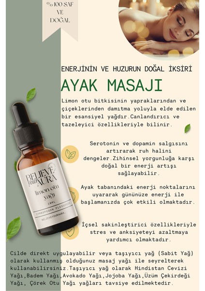 Limon Otu Yağı - %100 Saf ve Doğal Cilt ve Saç Bakım Yağı - Lemongrass Oil - 10 ml indirimleri