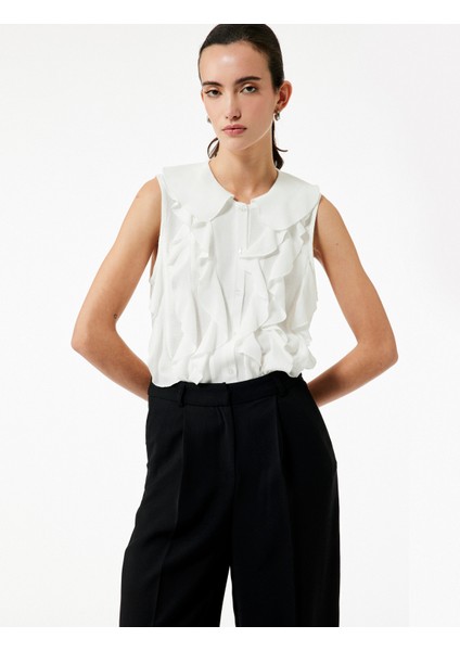 Kolsuz Bebe Yaka Fırfırlı Gömlek