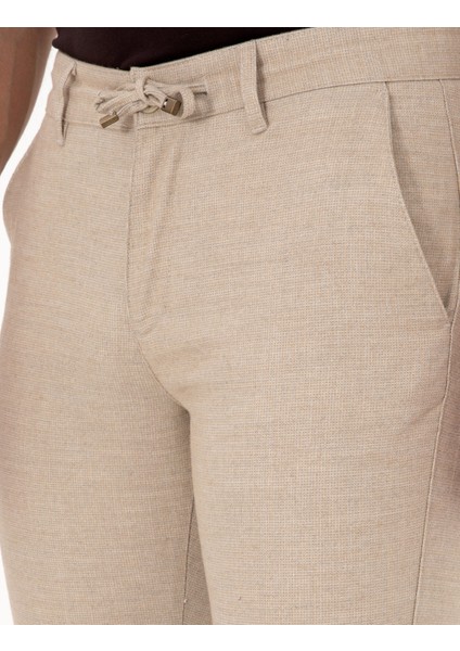 Erkek Bej Slim Fit Kordonlu Kanvas Pantolon 50310829-VR011 indirimleri