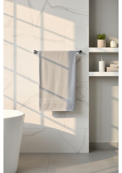 4'lü Gri Greek Havlu Set %100PAMUK - 2 Adet El Havlusu 50X90 ve 2 Adet Banyo Havlusu 70X140 modelleri