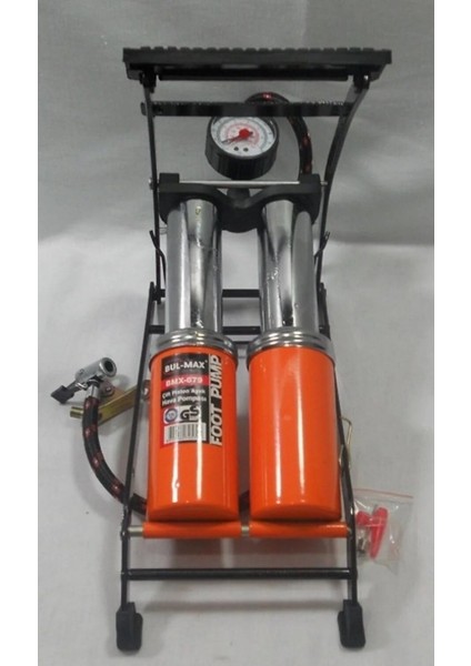 Çift Pistonlu Basınç Göstergeli Ayak Hava Pompası BMX-679