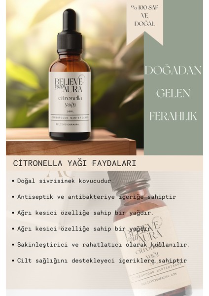 Citronella Yağı - %100 Saf ve Doğal Cilt ve Saç Bakım Yağı - Citronella Oil - 10 ml fiyatları