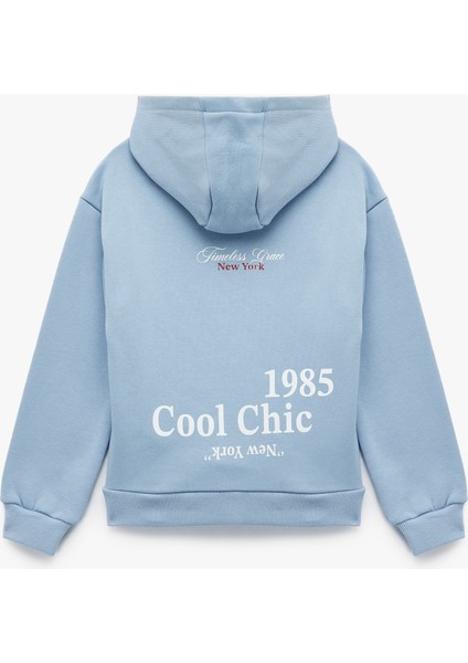 Üç Iplik Şardonlu Uzun Kollu Baskılı Kapşonlu Sweatshirt fiyatları