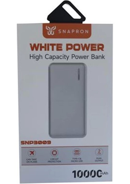 Snapmax SNP-3009 Beyaz 10.000 Mah Powerbank 2x USB Çıkışlı 1 Type-C ve 1 Micro Girişli fiyatları