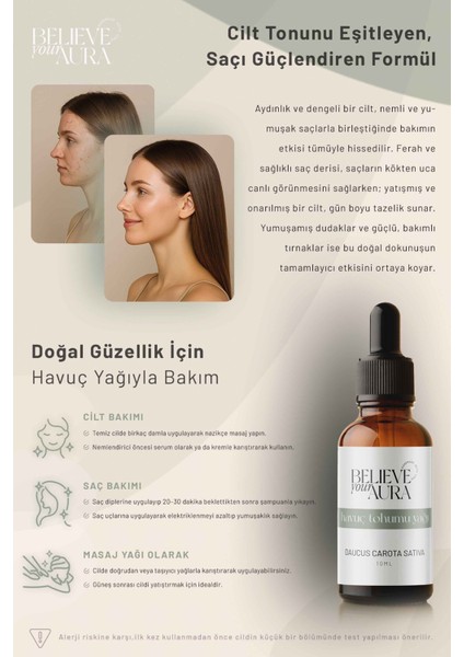 Havuç Tohumu Yağı - %100 Saf ve Doğal Cilt Yenileyici Anti Aging Cilt ve Saç Bakım Yağı - 10 ml fırsatları