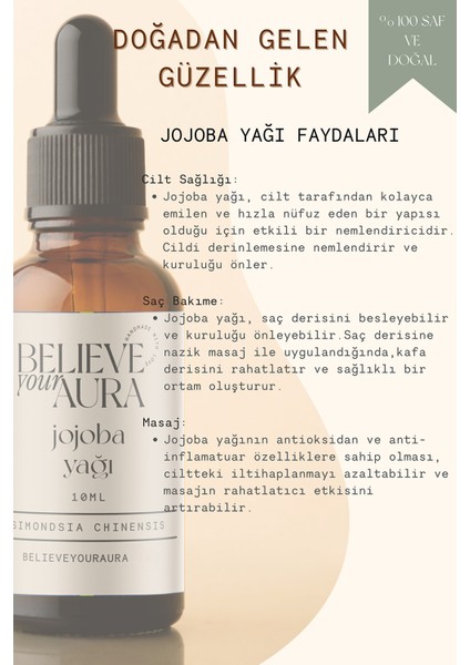 Jojoba Yağı - %100 Saf ve Doğal Cilt ve Saç Bakım Yağı - Jojoba Oil - 10 ml fiyatları