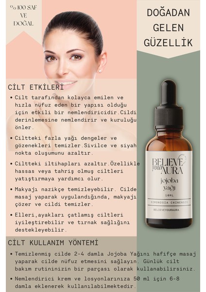 Jojoba Yağı - %100 Saf ve Doğal Cilt ve Saç Bakım Yağı - Jojoba Oil - 10 ml fırsatları