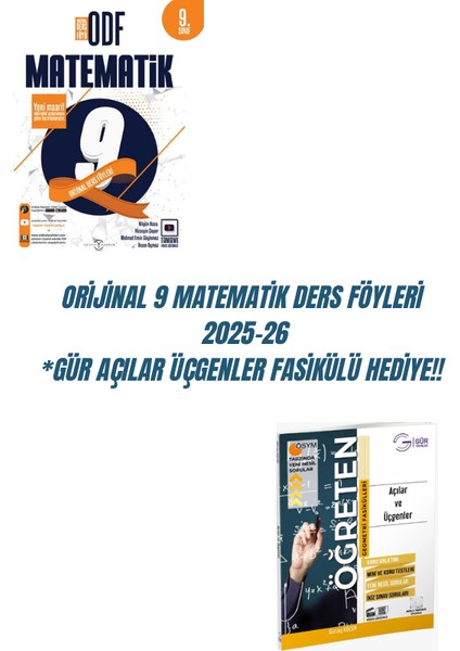 Orijinal 9 Matematik Ders Föyleri 2025-26 *gür Açılar Üçgenler Fasikülü Hediye!!
