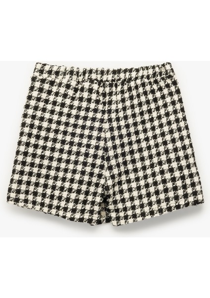 Kaz Ayağı Desenli Beli Lastikli Tüvit Şort Etek fiyatları