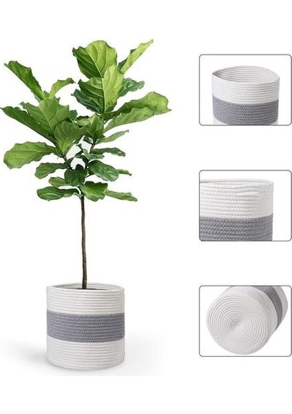 Jute Pamuk Dokuma Depolama Sepeti Saklama Kutusu Ev Eşyaları Saklama Çantası Modern Basit Bahçe Saksı Vazo Ekici Ev Dekor | Depolama Sepetleri (Yurt Dışından) fırsatları