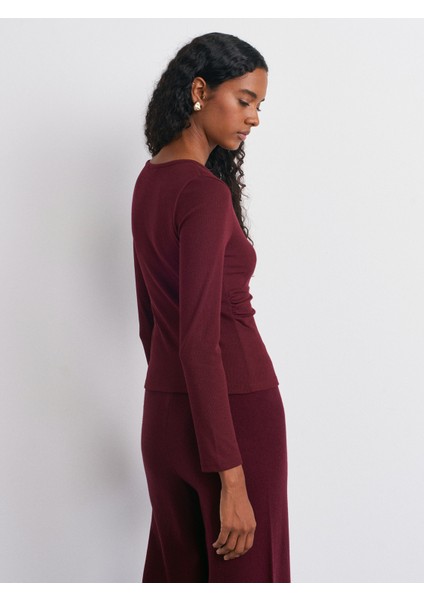 31548 Düğme Detaylı Büzgülü Top-Koyu Bordo fiyatları