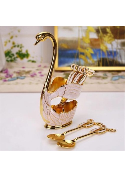 Çinko Alaşım Kuğu Baz Çatal Kaşık Standı Tutucu Meyve Tatlı Çatal Yemek Seti Kahve Kaşığı Kek Araçları Sofra Mutfak Eşyası | Pişirme Aracı Setleri (Yurt Dışından) modelleri