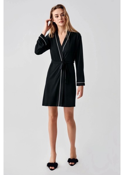 324 Siyah Sabahlıklı Şortlu 4'lü Kadın Pijama Takımı fiyatları