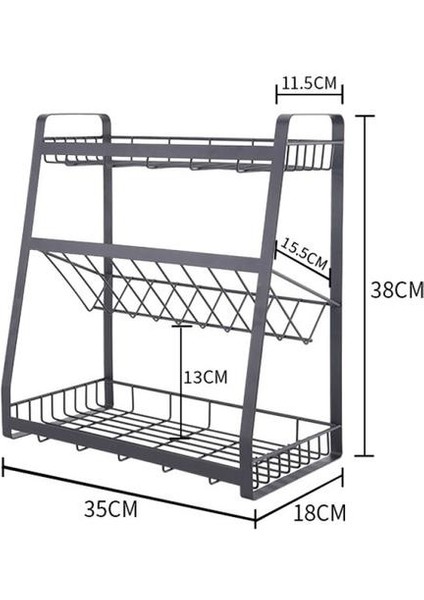 Mutfak Depolama Raf Raf Üç Katmanlı, Baharat Depolama Rafı, Mutfak Organizatörü, Baharat Rafları Tutucular, Siyah Demir, Mutfak Aksesuarları | Raflar ve Amp;tutucular (Yurt Dışından) fiyatları
