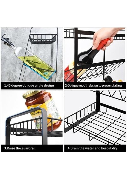 Mutfak Depolama Raf Raf Üç Katmanlı, Baharat Depolama Rafı, Mutfak Organizatörü, Baharat Rafları Tutucular, Siyah Demir, Mutfak Aksesuarları | Raflar ve Amp;tutucular (Yurt Dışından) fırsatları