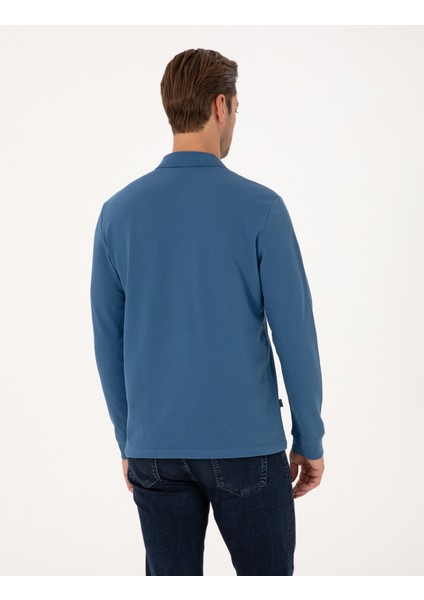 Erkek Açık Lacivert Slim Fit Kıvrılmaz Fermuarlı Polo Yaka Basic Pike Sweatshirt 50314046-VR059 indirimleri