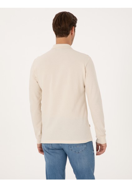 Erkek Bej Slim Fit Kıvrılmaz Fermuarlı Polo Yaka Basic Pike Sweatshirt 50314046-VR011 indirimleri