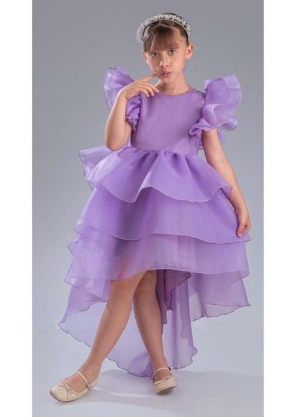 Kız Çocuk Kuyruklu , Taçlı Vragia Abiye Elbise M00745