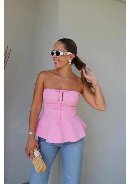 Pembe Volanlı Bluz fırsatları