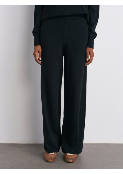 70163 Beli Lastikli Yünlü Triko Pantolon-Siyah indirimleri