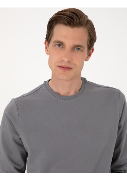 Erkek Gri 2 Iplik Regular Fit Bisiklet Yaka Basic Sweatshirt 50314054-VR024 fiyatları
