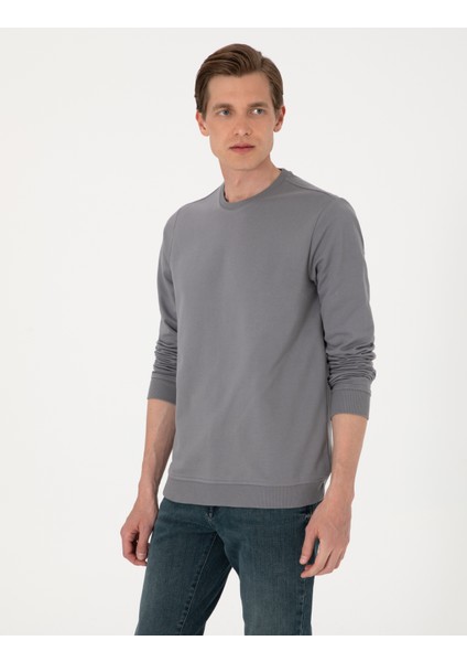 Erkek Gri 2 Iplik Regular Fit Bisiklet Yaka Basic Sweatshirt 50314054-VR024 modelleri