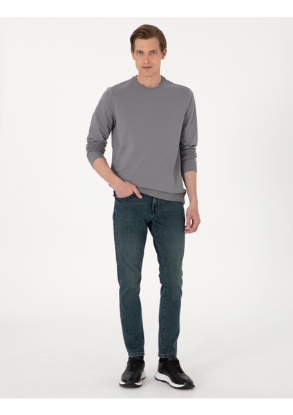 Erkek Gri 2 Iplik Regular Fit Bisiklet Yaka Basic Sweatshirt 50314054-VR024 fırsatları