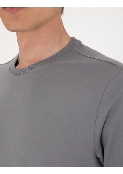Erkek Gri 2 Iplik Regular Fit Bisiklet Yaka Basic Sweatshirt 50314054-VR024