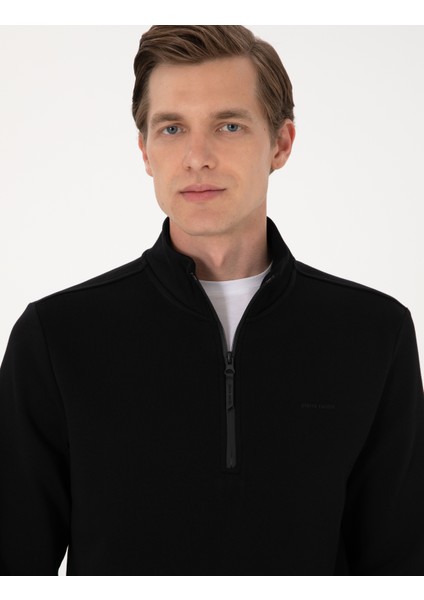 Erkek Siyah 3 Iplik Regular Fit Fermuarlı Dik Yaka Basic Sweatshirt 50314044-VR046 fiyatları