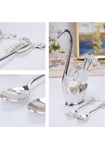 Çinko Alaşım Kuğu Baz Çatal Kaşık Standı Tutucu Meyve Tatlı Çatal Yemek Seti Kahve Kaşık Kek Araçları Sofra Mutfak Eşyası | Pişirme Aracı Setleri (Gümüş Beyaz) (Yurt Dışından) modelleri