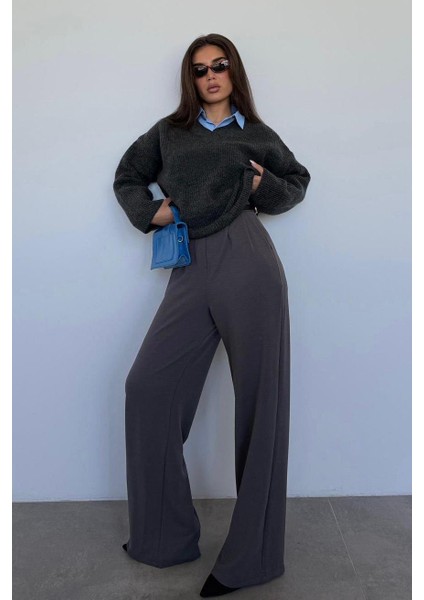 Antrasit V Yaka Triko Kadın Kazak MG2501 modelleri