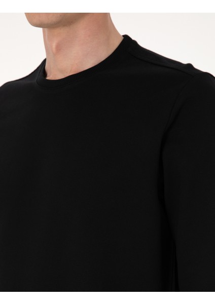 Erkek Siyah 2 Iplik Regular Fit Bisiklet Yaka Basic Sweatshirt 50314054-VR046