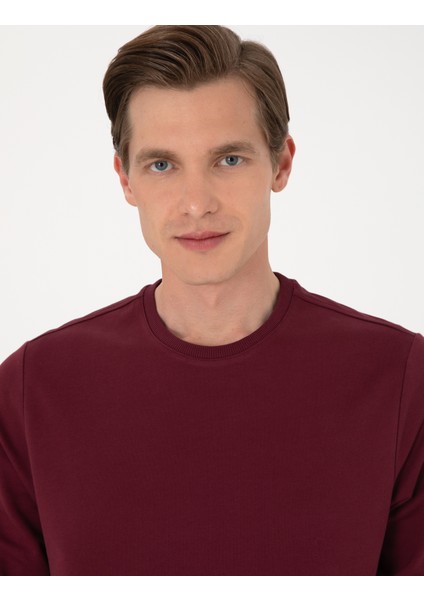Erkek Bordo 2 Iplik Regular Fit Bisiklet Yaka Basic Sweatshirt 50314054-VR014 fiyatları