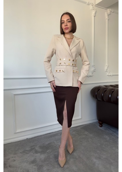 Çıtçıtlı Premium Blazer Ceket- Taş modelleri