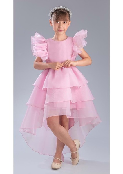 Kız Çocuk Kuyruklu , Taçlı Vragia Abiye Elbise M00745