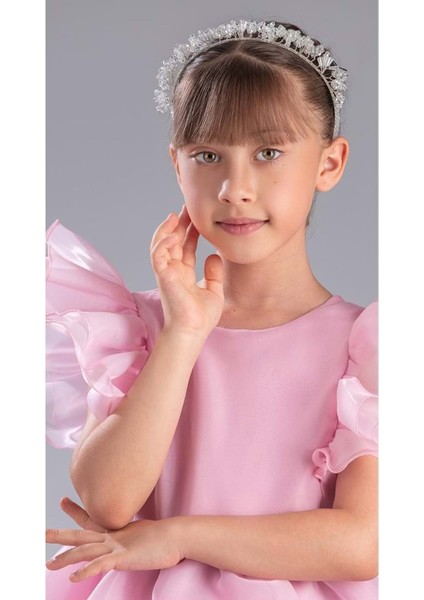 Kız Çocuk Kuyruklu , Taçlı Vragia Abiye Elbise M00745 fırsatları