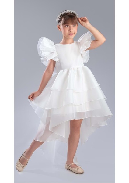 Kız Çocuk Kuyruklu , Taçlı Vragia Abiye Elbise M00745 fiyatları