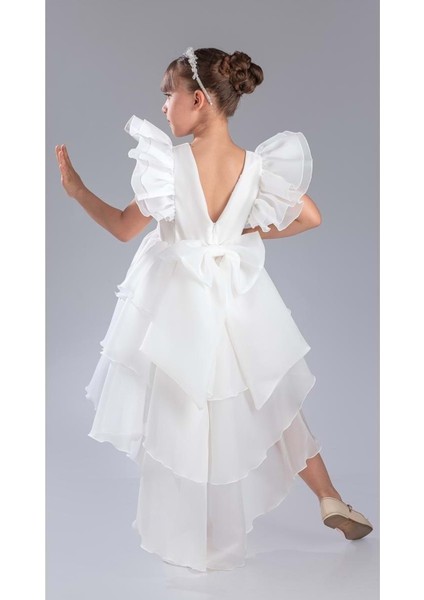 Kız Çocuk Kuyruklu , Taçlı Vragia Abiye Elbise M00745 modelleri