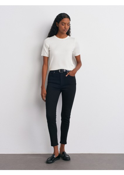 10779 Bisiklet Yaka Kısa Kol Basic Triko Bluz-Ekru indirimleri