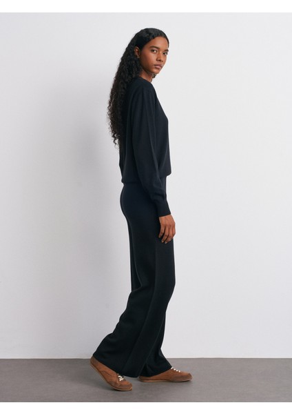 10633 Bisiklet Yaka Yünlü Basic Triko Kazak-Siyah indirimleri