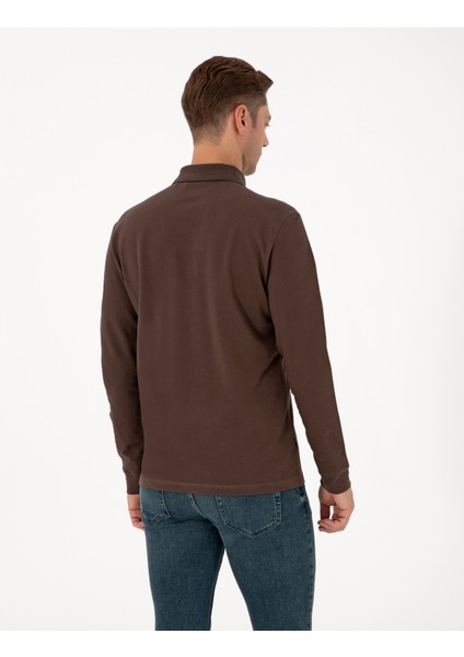 Erkek Koyu Kahverengi Slim Fit Kıvrılmaz Fermuarlı Polo Yaka Basic Pike Sweatshirt 50314046-VR084 indirimleri